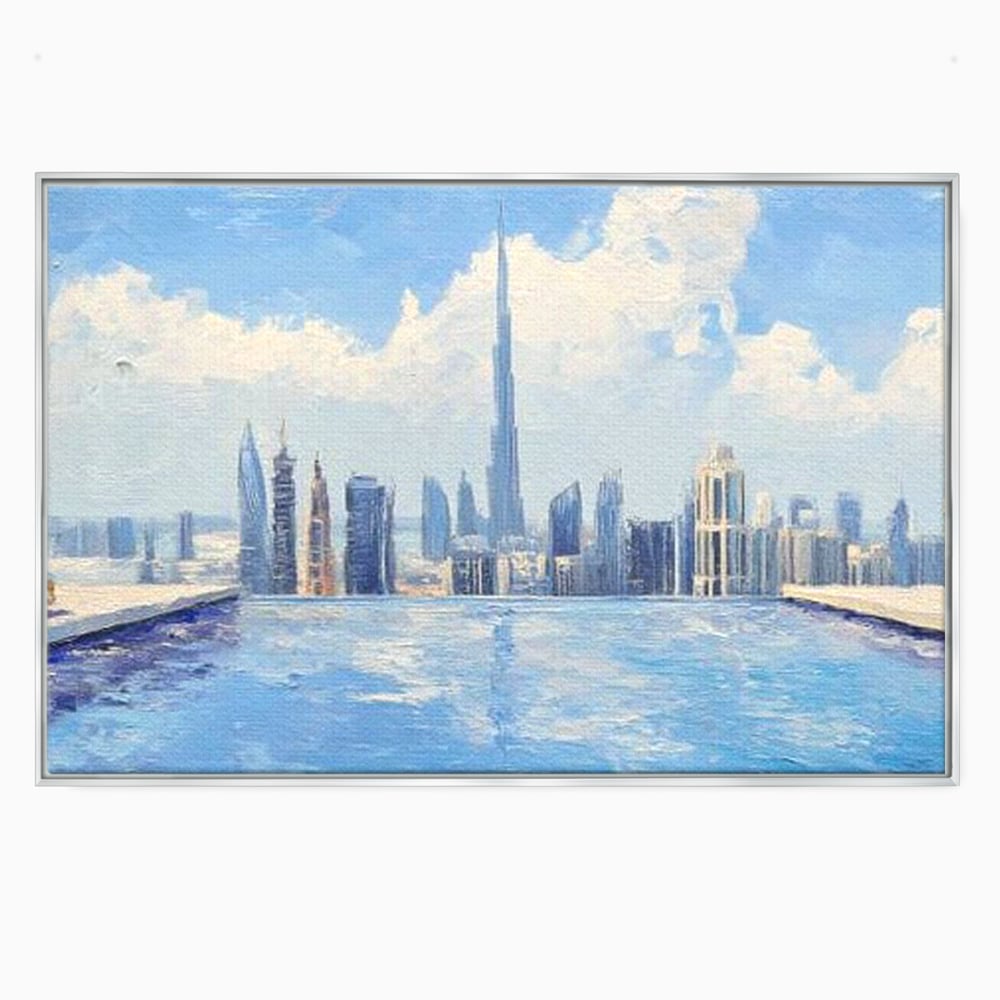 Tablou Canvas Premium, LuxCanva® O1031, Infinitul Albastru, Albastru, Relaxare, Luxos, Serenitate, Azur, Armonie, Nori, Apa, Orizont, Punte, Oglindire, Oaza, Inaltime, Viata, Birou, Living, Dormitor