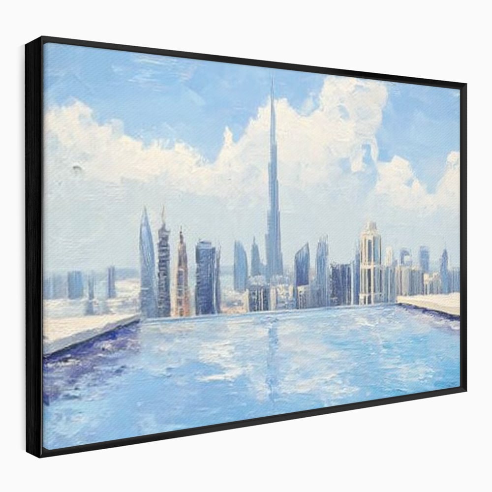 Tablou Canvas Premium, LuxCanva® O1031, Infinitul Albastru, Albastru, Relaxare, Luxos, Serenitate, Azur, Armonie, Nori, Apa, Orizont, Punte, Oglindire, Oaza, Inaltime, Viata, Birou, Living, Dormitor