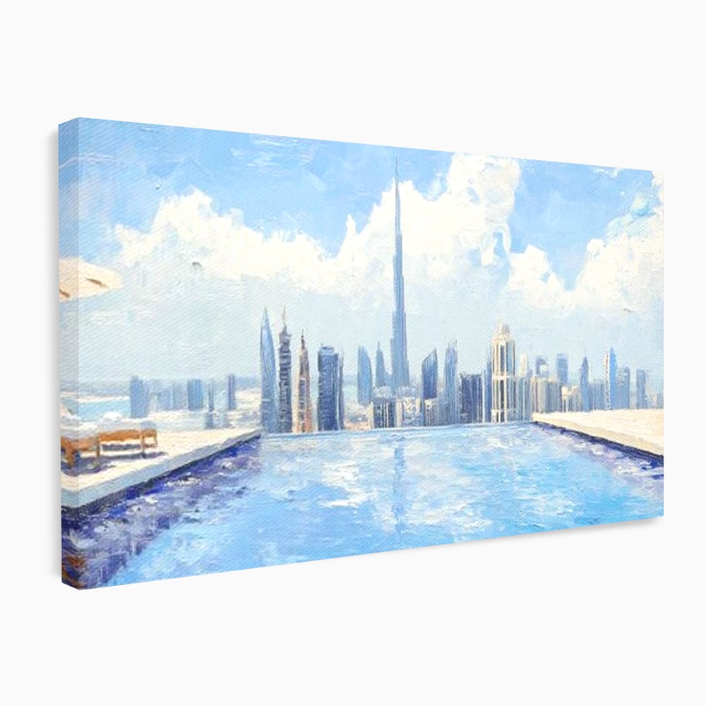 Tablou Canvas Premium, LuxCanva® O1031, Infinitul Albastru, Albastru, Relaxare, Luxos, Serenitate, Azur, Armonie, Nori, Apa, Orizont, Punte, Oglindire, Oaza, Inaltime, Viata, Birou, Living, Dormitor
