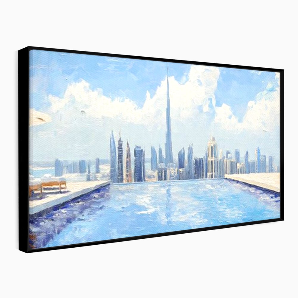 Tablou Canvas Premium, LuxCanva® O1031, Infinitul Albastru, Albastru, Relaxare, Luxos, Serenitate, Azur, Armonie, Nori, Apa, Orizont, Punte, Oglindire, Oaza, Inaltime, Viata, Birou, Living, Dormitor