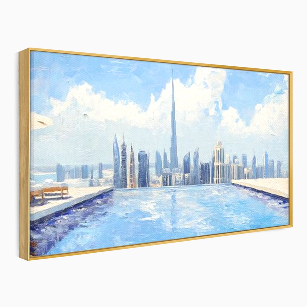 Tablou Canvas Premium, LuxCanva® O1031, Infinitul Albastru, Albastru, Relaxare, Luxos, Serenitate, Azur, Armonie, Nori, Apa, Orizont, Punte, Oglindire, Oaza, Inaltime, Viata, Birou, Living, Dormitor
