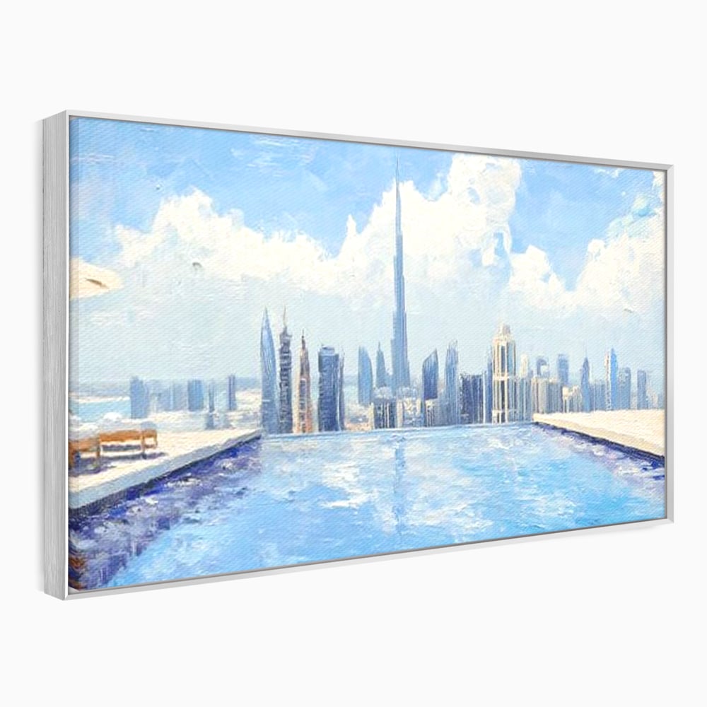 Tablou Canvas Premium, LuxCanva® O1031, Infinitul Albastru, Albastru, Relaxare, Luxos, Serenitate, Azur, Armonie, Nori, Apa, Orizont, Punte, Oglindire, Oaza, Inaltime, Viata, Birou, Living, Dormitor