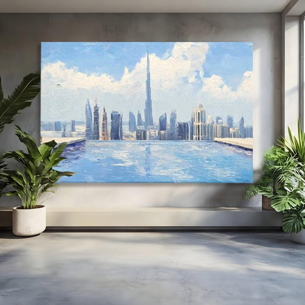 Tablou Canvas Premium, LuxCanva® O1031, Infinitul Albastru, Albastru, Relaxare, Luxos, Serenitate, Azur, Armonie, Nori, Apa, Orizont, Punte, Oglindire, Oaza, Inaltime, Viata, Birou, Living, Dormitor