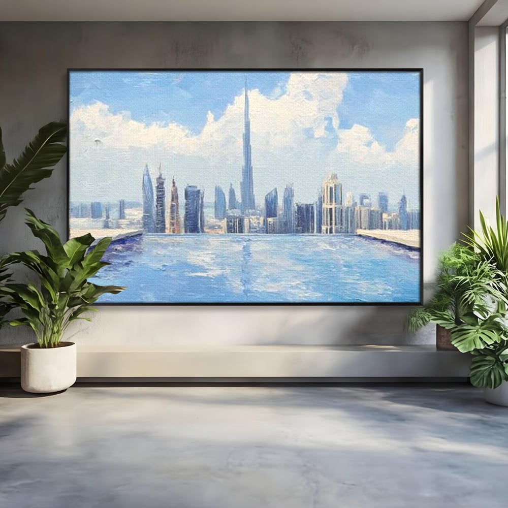 Tablou Canvas Premium, LuxCanva® O1031, Infinitul Albastru, Albastru, Relaxare, Luxos, Serenitate, Azur, Armonie, Nori, Apa, Orizont, Punte, Oglindire, Oaza, Inaltime, Viata, Birou, Living, Dormitor