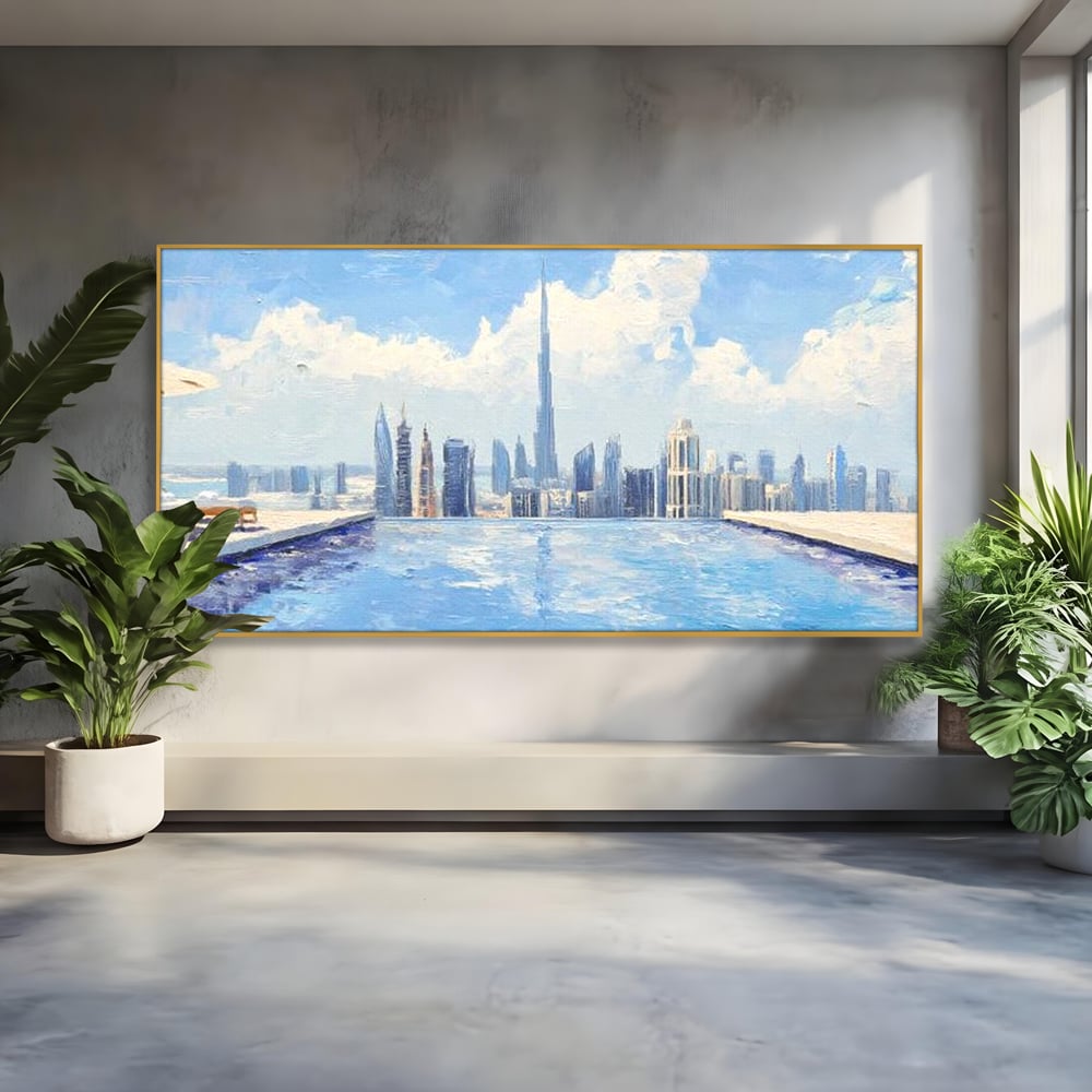 Tablou Canvas Premium, LuxCanva® O1031, Infinitul Albastru, Albastru, Relaxare, Luxos, Serenitate, Azur, Armonie, Nori, Apa, Orizont, Punte, Oglindire, Oaza, Inaltime, Viata, Birou, Living, Dormitor