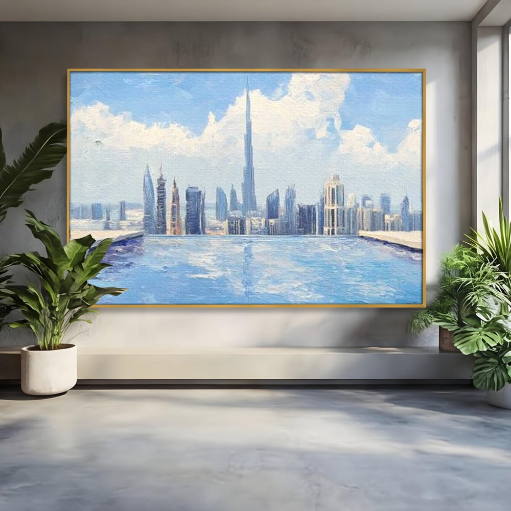 Tablou Canvas Premium, LuxCanva® O1031, Infinitul Albastru, Albastru, Relaxare, Luxos, Serenitate, Azur, Armonie, Nori, Apa, Orizont, Punte, Oglindire, Oaza, Inaltime, Viata, Birou, Living, Dormitor