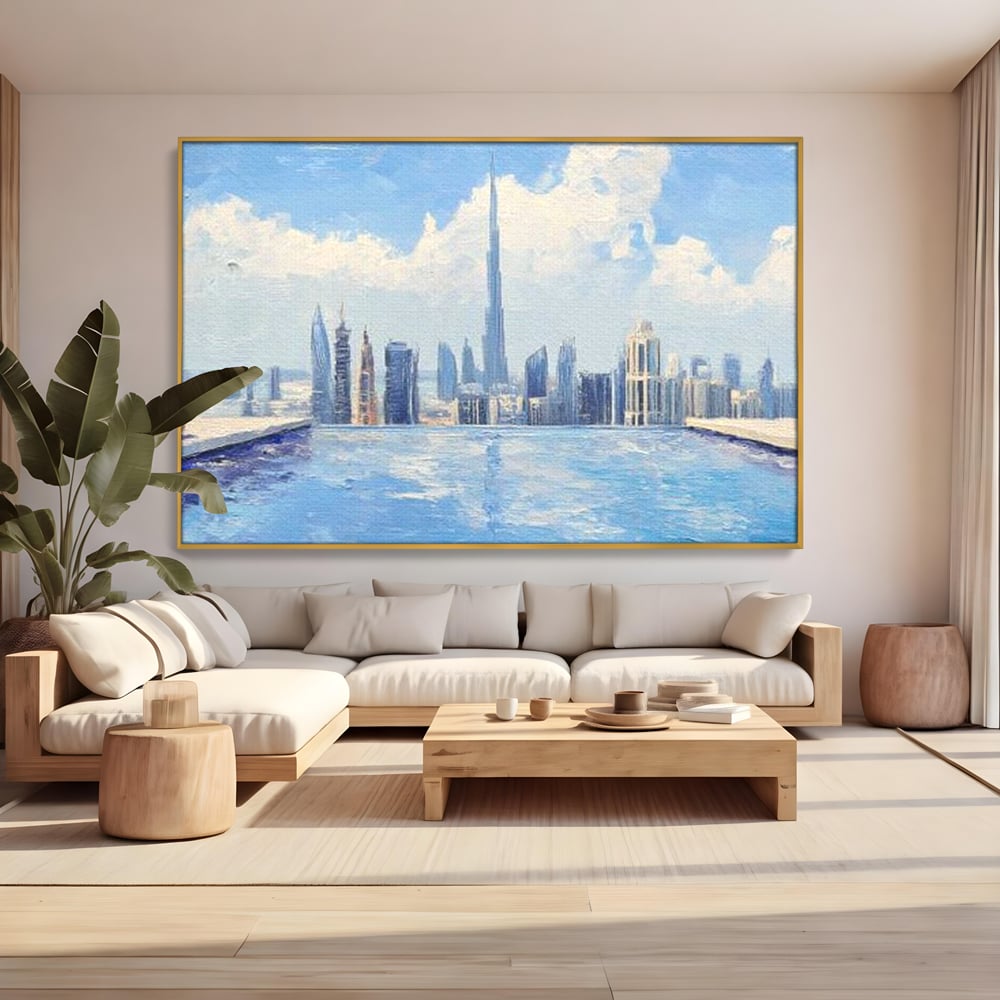 Tablou Canvas Premium, LuxCanva® O1031, Infinitul Albastru, Albastru, Relaxare, Luxos, Serenitate, Azur, Armonie, Nori, Apa, Orizont, Punte, Oglindire, Oaza, Inaltime, Viata, Birou, Living, Dormitor