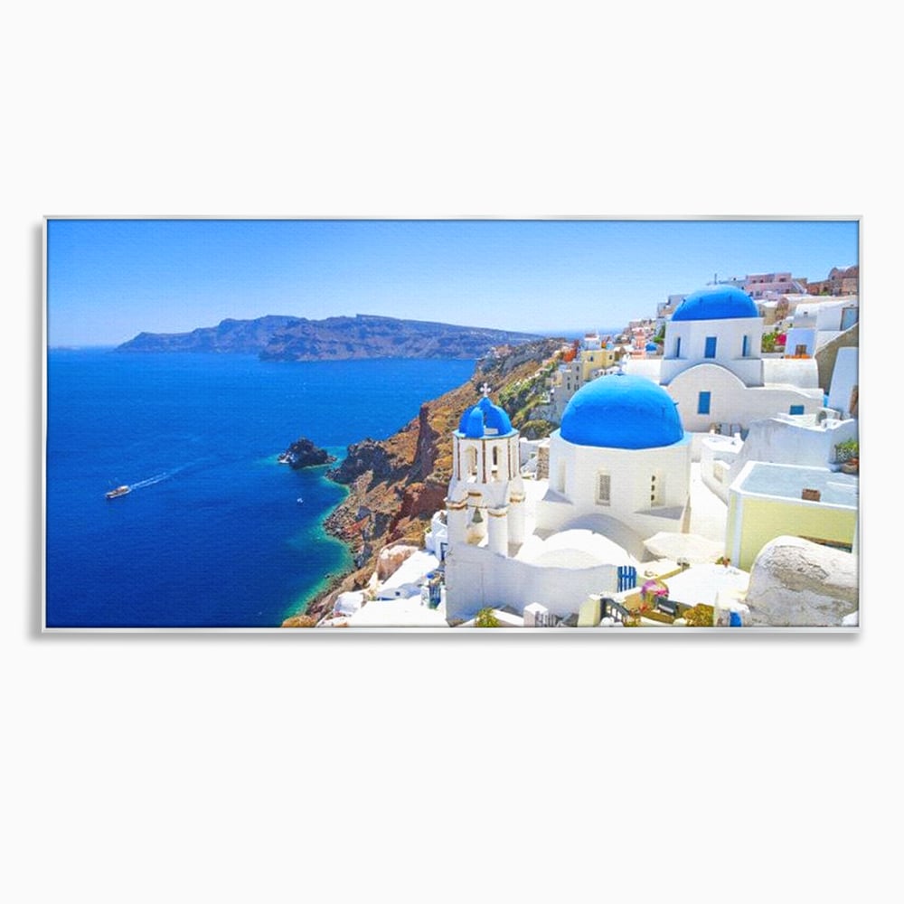 Tablou Canvas Premium, LuxCanva® O1033, Eternul Santorini, Egee, Nesfarsit, Albastru, Insula, Mare, Cer, Valuri, Vacanta, Turist, Relaxare, Dorinta, Familie, Libertate, Serenitate, Birou, Living, Dormitor
