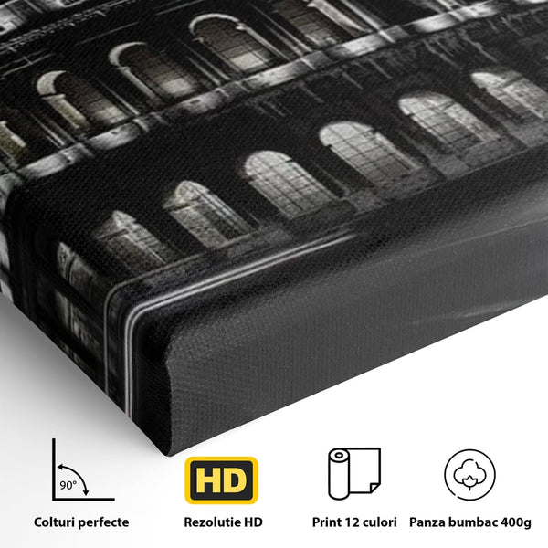 Leinwand Wandkunst Canvas Premium, LuxCanva® O1034, Kolosseum in Stille, Ewige, Nacht, Lichter, Rom, Italien, Amphitheater, Amphitheater, Tourist, Gladiator, Uhr, Geschichte, Antike, Säule, Büro, Wohnen, Schlafzimmer