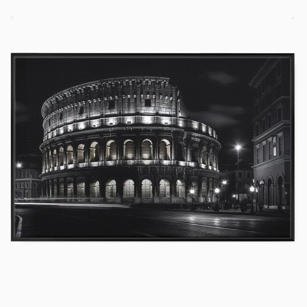 Leinwand Wandkunst Canvas Premium, LuxCanva® O1034, Kolosseum in Stille, Ewige, Nacht, Lichter, Rom, Italien, Amphitheater, Amphitheater, Tourist, Gladiator, Uhr, Geschichte, Antike, Säule, Büro, Wohnen, Schlafzimmer