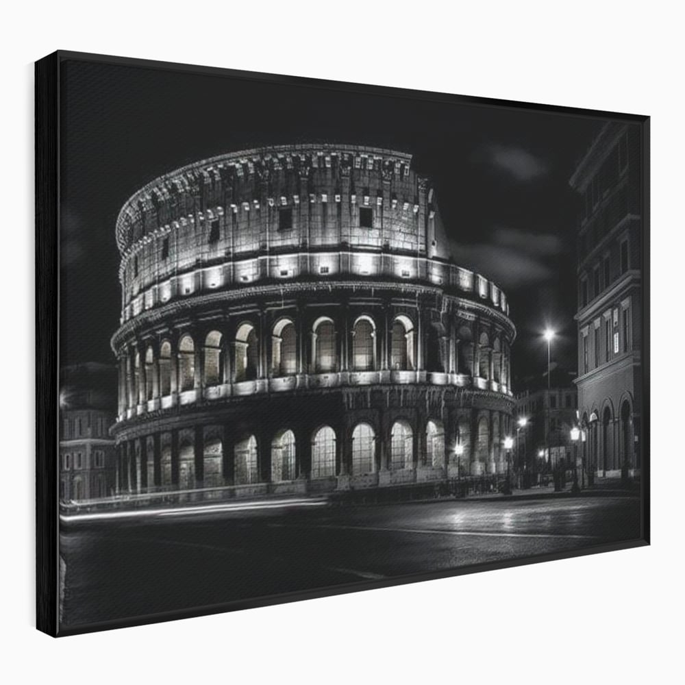 Leinwand Wandkunst Canvas Premium, LuxCanva® O1034, Kolosseum in Stille, Ewige, Nacht, Lichter, Rom, Italien, Amphitheater, Amphitheater, Tourist, Gladiator, Uhr, Geschichte, Antike, Säule, Büro, Wohnen, Schlafzimmer