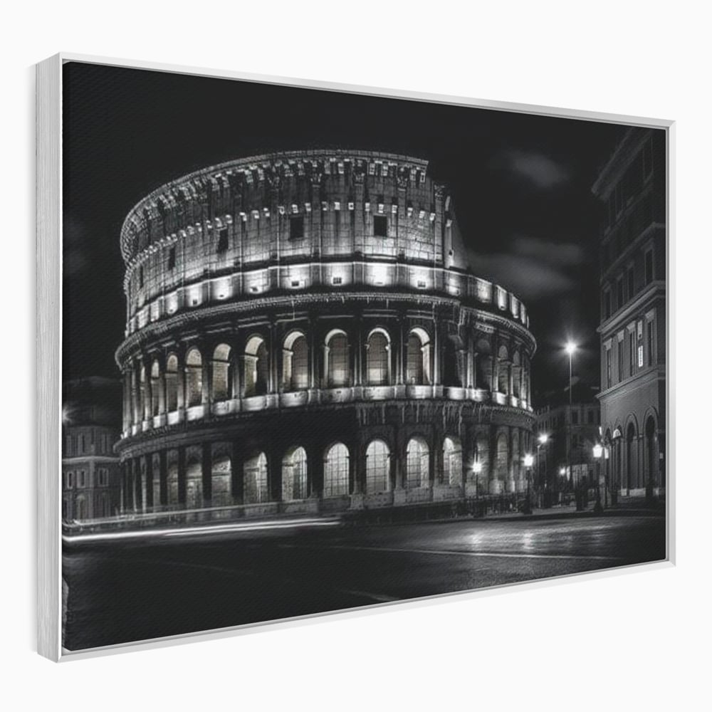Leinwand Wandkunst Canvas Premium, LuxCanva® O1034, Kolosseum in Stille, Ewige, Nacht, Lichter, Rom, Italien, Amphitheater, Amphitheater, Tourist, Gladiator, Uhr, Geschichte, Antike, Säule, Büro, Wohnen, Schlafzimmer