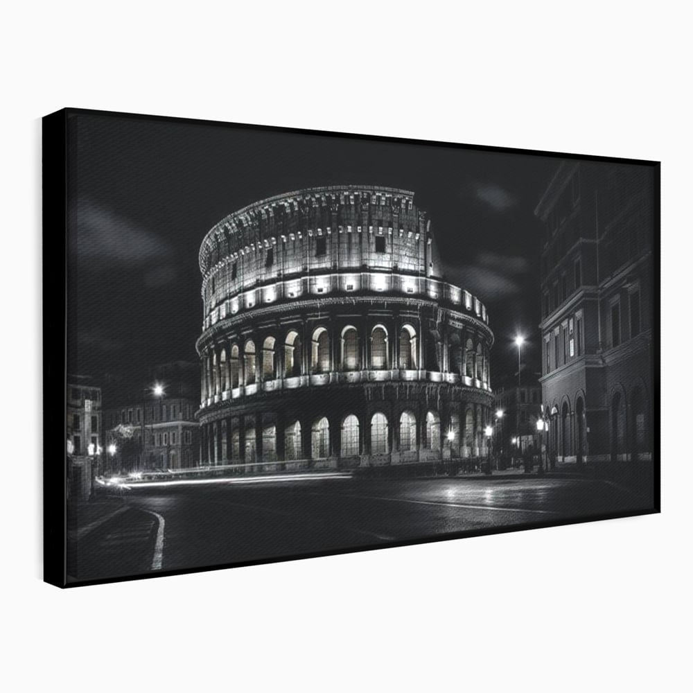 Leinwand Wandkunst Canvas Premium, LuxCanva® O1034, Kolosseum in Stille, Ewige, Nacht, Lichter, Rom, Italien, Amphitheater, Amphitheater, Tourist, Gladiator, Uhr, Geschichte, Antike, Säule, Büro, Wohnen, Schlafzimmer