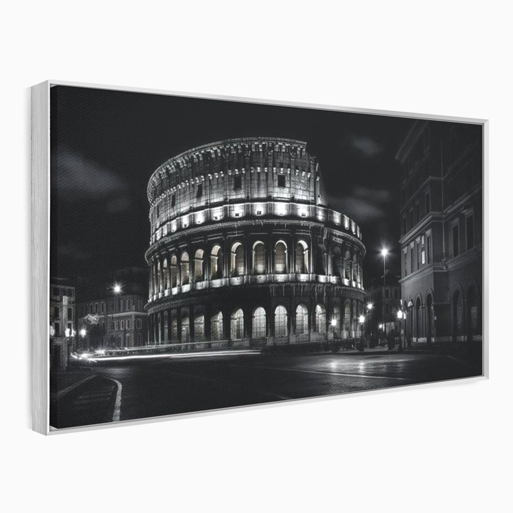Leinwand Wandkunst Canvas Premium, LuxCanva® O1034, Kolosseum in Stille, Ewige, Nacht, Lichter, Rom, Italien, Amphitheater, Amphitheater, Tourist, Gladiator, Uhr, Geschichte, Antike, Säule, Büro, Wohnen, Schlafzimmer
