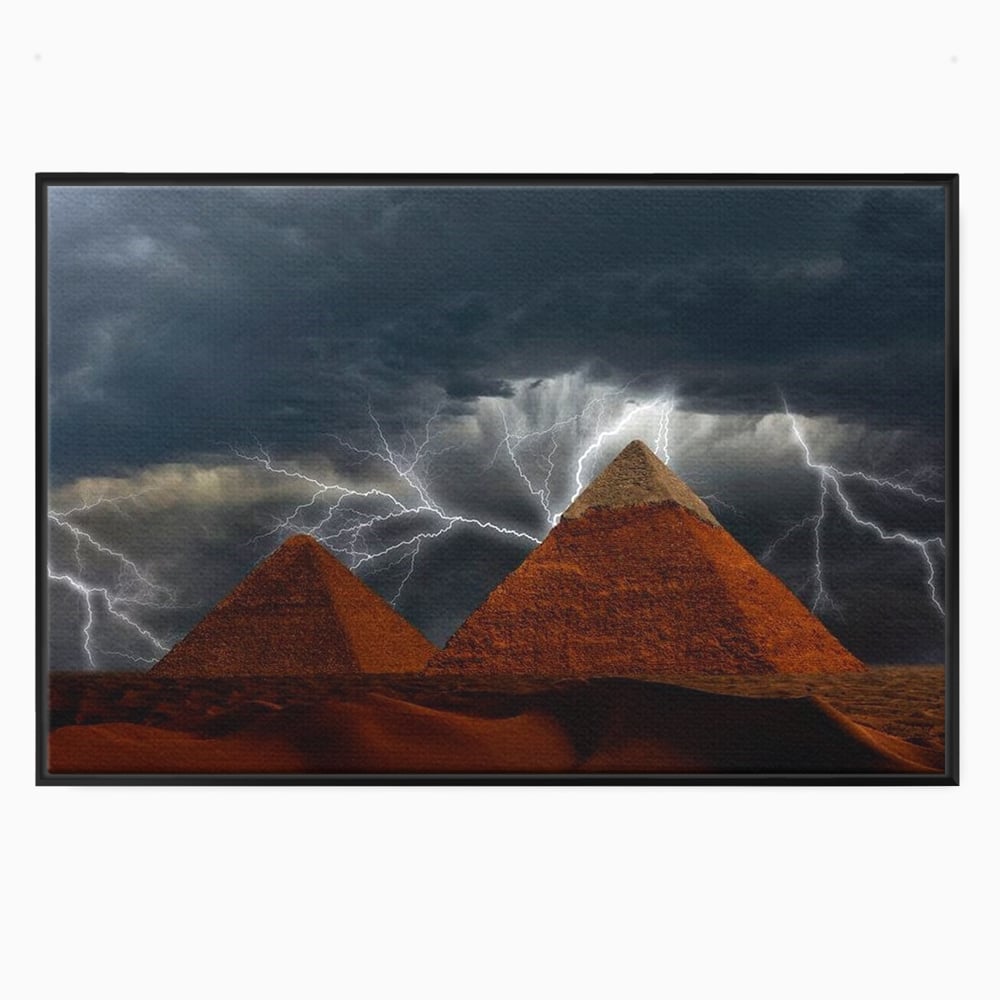 Tablou Canvas Premium, LuxCanva® O1036, Piramide sub Furtuna Zeilor, Energie, Cosmic, Egipt, Antic, Nil, Mister, Fulger, Natura, Involburat, Cer, Mit, Legenda, Mitologic, Birou, Living, Dormitor