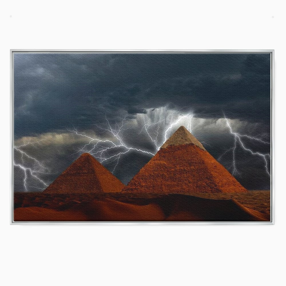 Tablou Canvas Premium, LuxCanva® O1036, Piramide sub Furtuna Zeilor, Energie, Cosmic, Egipt, Antic, Nil, Mister, Fulger, Natura, Involburat, Cer, Mit, Legenda, Mitologic, Birou, Living, Dormitor