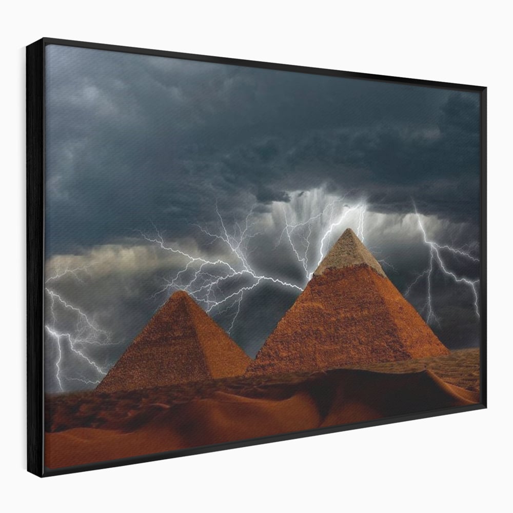 Tablou Canvas Premium, LuxCanva® O1036, Piramide sub Furtuna Zeilor, Energie, Cosmic, Egipt, Antic, Nil, Mister, Fulger, Natura, Involburat, Cer, Mit, Legenda, Mitologic, Birou, Living, Dormitor