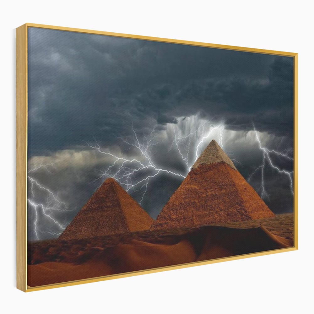 Tablou Canvas Premium, LuxCanva® O1036, Piramide sub Furtuna Zeilor, Energie, Cosmic, Egipt, Antic, Nil, Mister, Fulger, Natura, Involburat, Cer, Mit, Legenda, Mitologic, Birou, Living, Dormitor