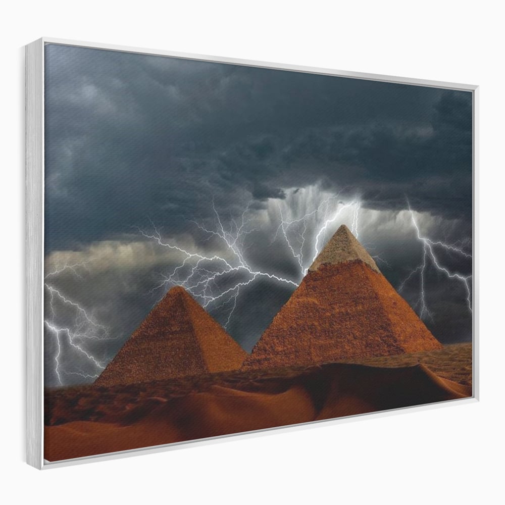 Tablou Canvas Premium, LuxCanva® O1036, Piramide sub Furtuna Zeilor, Energie, Cosmic, Egipt, Antic, Nil, Mister, Fulger, Natura, Involburat, Cer, Mit, Legenda, Mitologic, Birou, Living, Dormitor