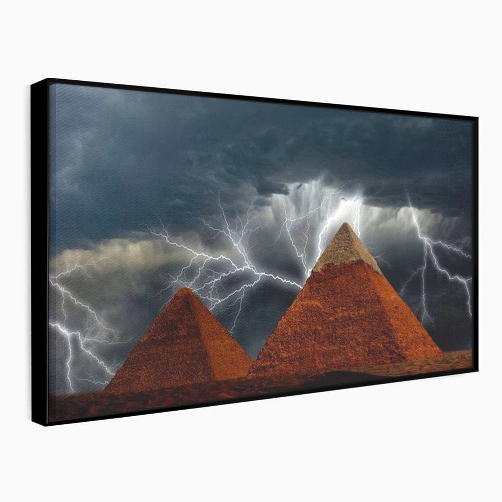 Tablou Canvas Premium, LuxCanva® O1036, Piramide sub Furtuna Zeilor, Energie, Cosmic, Egipt, Antic, Nil, Mister, Fulger, Natura, Involburat, Cer, Mit, Legenda, Mitologic, Birou, Living, Dormitor