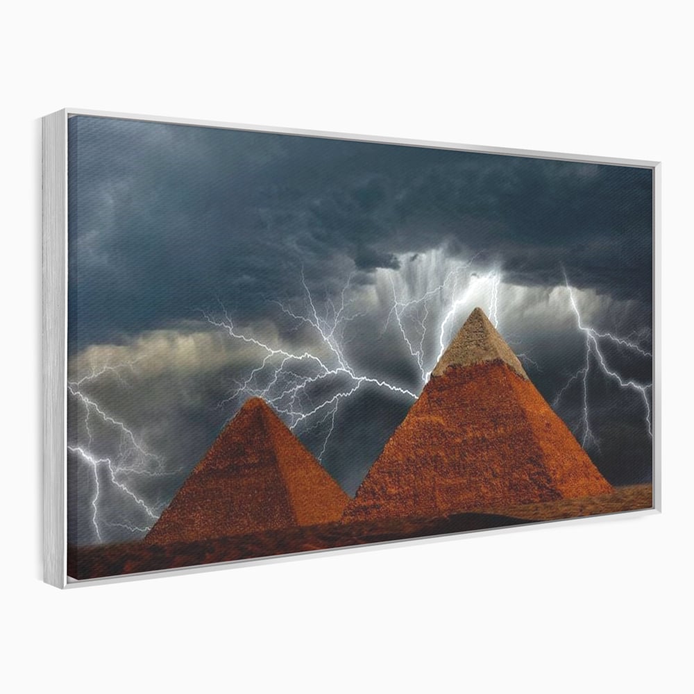 Tablou Canvas Premium, LuxCanva® O1036, Piramide sub Furtuna Zeilor, Energie, Cosmic, Egipt, Antic, Nil, Mister, Fulger, Natura, Involburat, Cer, Mit, Legenda, Mitologic, Birou, Living, Dormitor