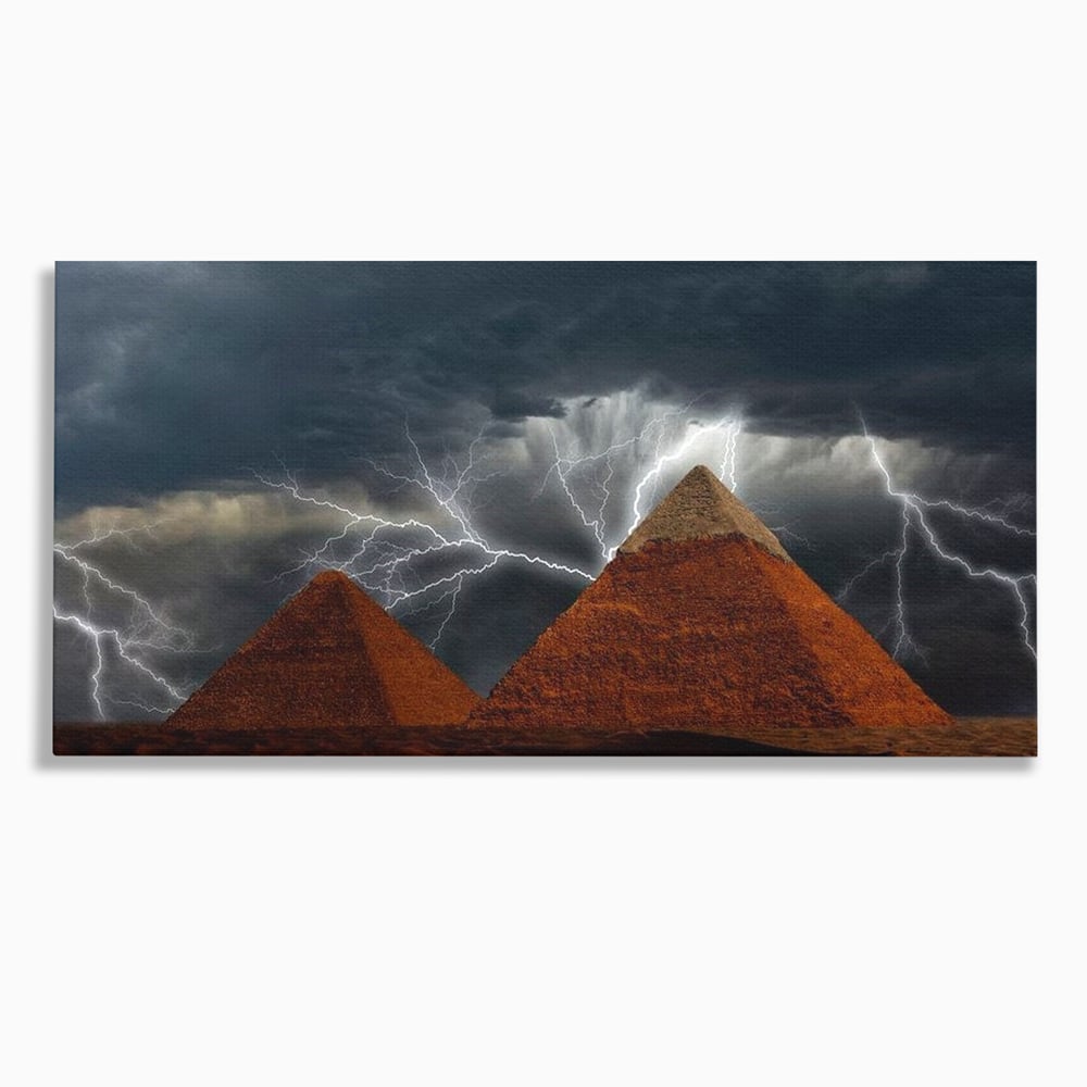 Tablou Canvas Premium, LuxCanva® O1036, Piramide sub Furtuna Zeilor, Energie, Cosmic, Egipt, Antic, Nil, Mister, Fulger, Natura, Involburat, Cer, Mit, Legenda, Mitologic, Birou, Living, Dormitor