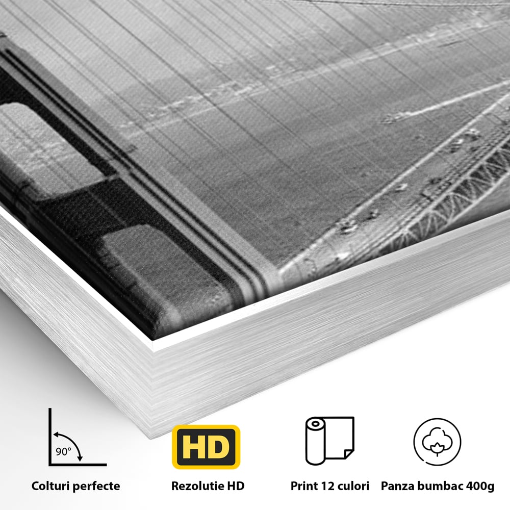 Tablou Canvas Premium, LuxCanva® O1037, Podul dintre Doua Lumi, Golden, Gate, San Francisco, Infinit, Monocrom, Pacific, Ocean, Inginerie, Suspendat, California, Forta, Birou, Living, Dormitor