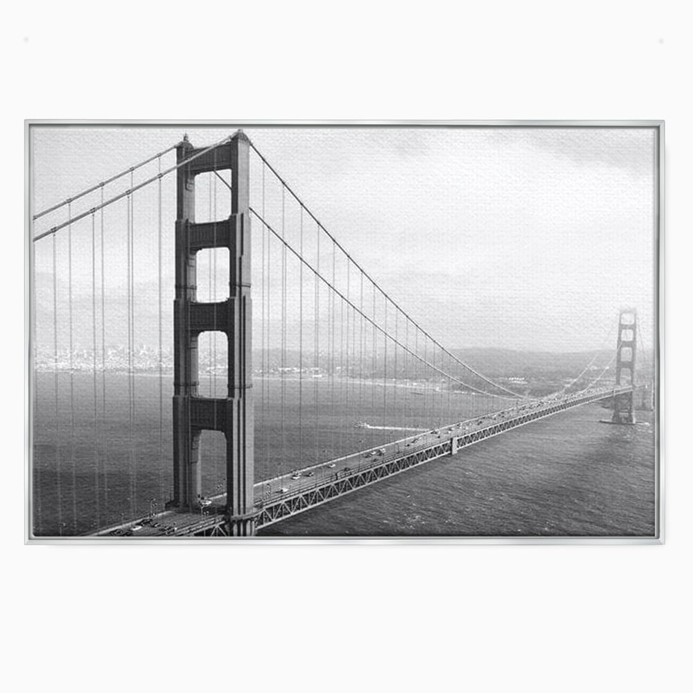 Tablou Canvas Premium, LuxCanva® O1037, Podul dintre Doua Lumi, Golden, Gate, San Francisco, Infinit, Monocrom, Pacific, Ocean, Inginerie, Suspendat, California, Forta, Birou, Living, Dormitor