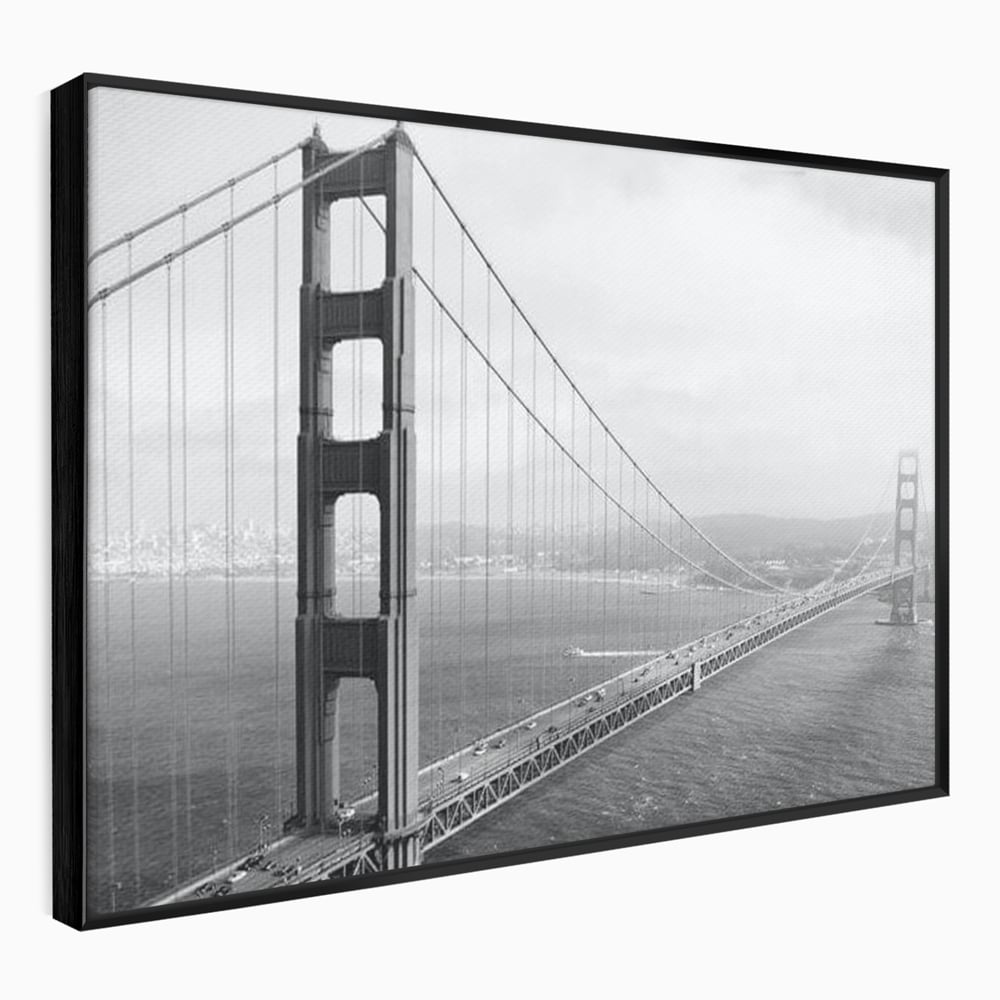 Tablou Canvas Premium, LuxCanva® O1037, Podul dintre Doua Lumi, Golden, Gate, San Francisco, Infinit, Monocrom, Pacific, Ocean, Inginerie, Suspendat, California, Forta, Birou, Living, Dormitor
