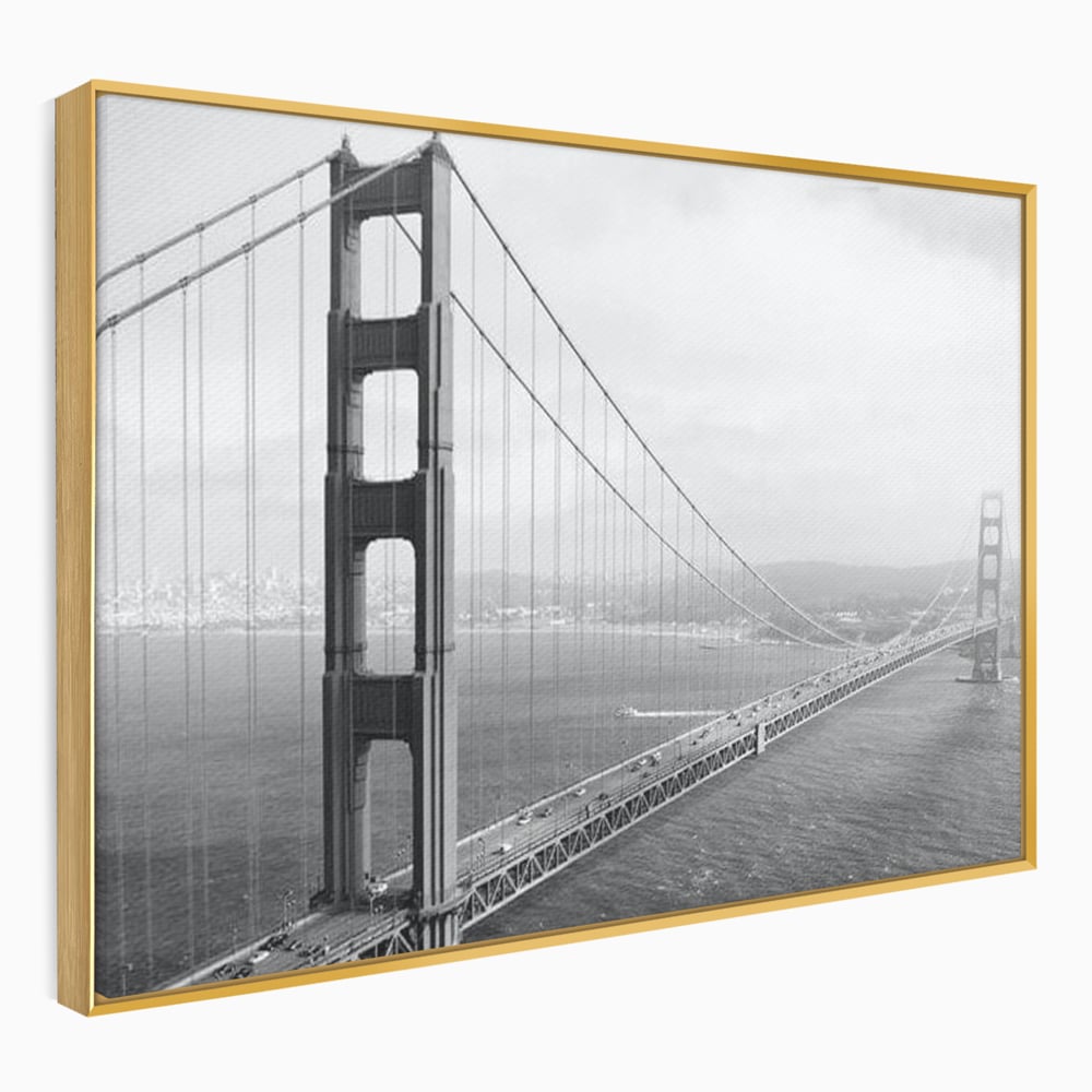 Tablou Canvas Premium, LuxCanva® O1037, Podul dintre Doua Lumi, Golden, Gate, San Francisco, Infinit, Monocrom, Pacific, Ocean, Inginerie, Suspendat, California, Forta, Birou, Living, Dormitor