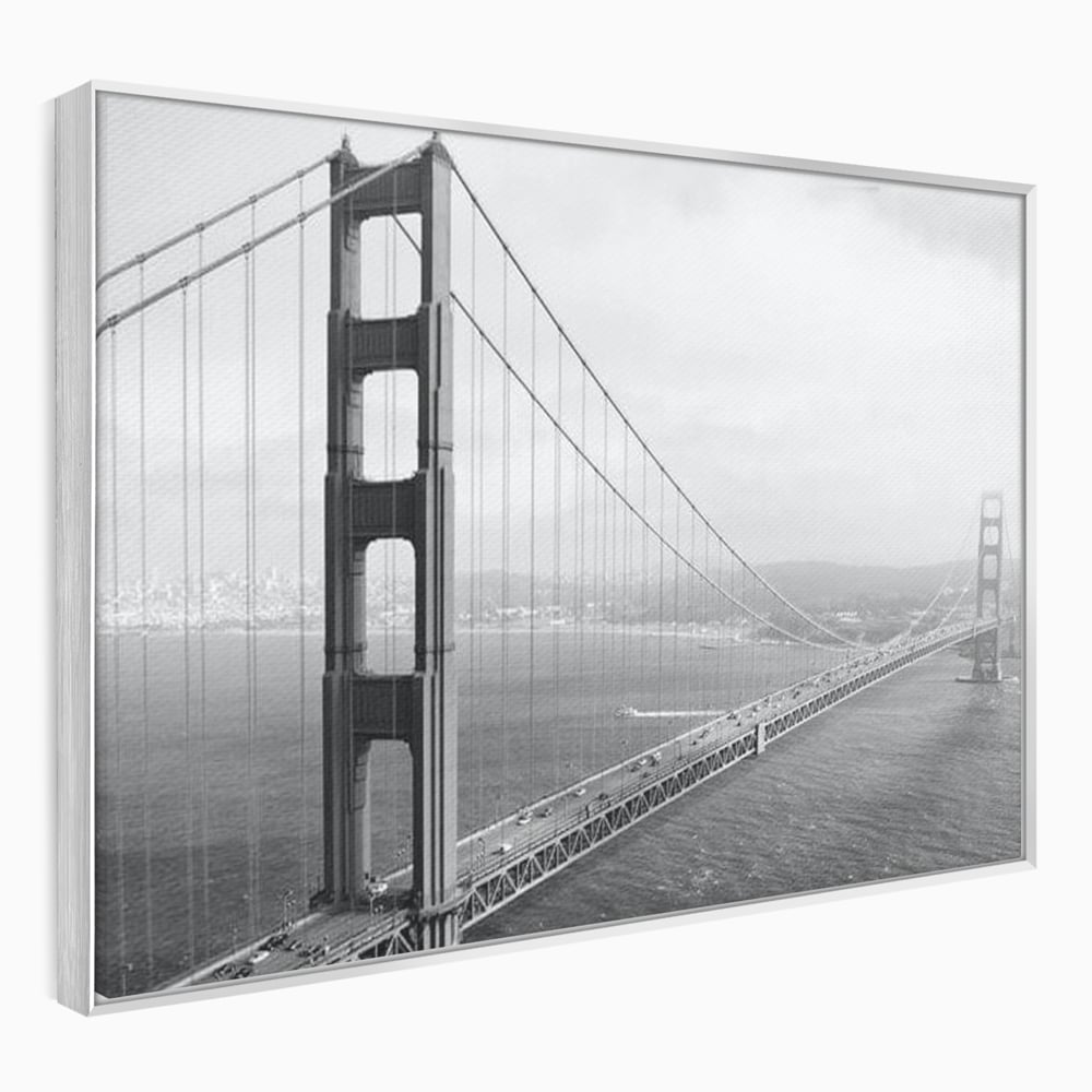 Tablou Canvas Premium, LuxCanva® O1037, Podul dintre Doua Lumi, Golden, Gate, San Francisco, Infinit, Monocrom, Pacific, Ocean, Inginerie, Suspendat, California, Forta, Birou, Living, Dormitor
