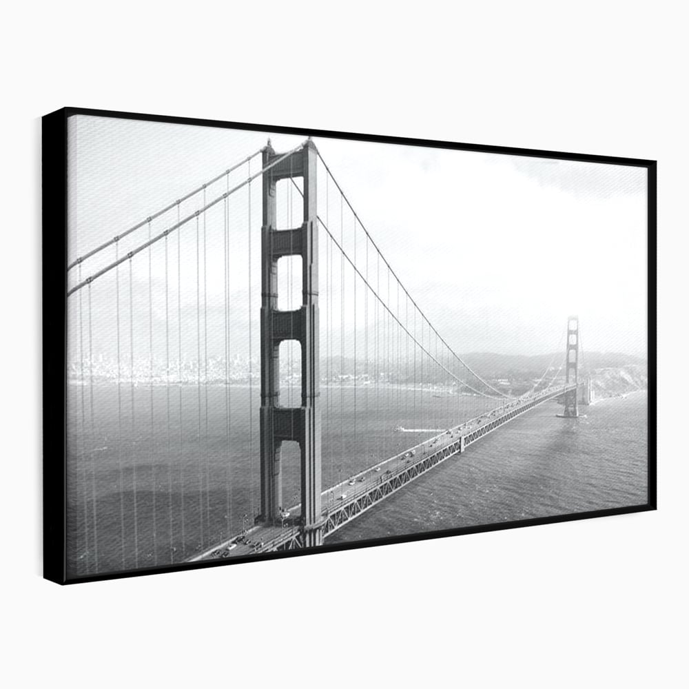 Tablou Canvas Premium, LuxCanva® O1037, Podul dintre Doua Lumi, Golden, Gate, San Francisco, Infinit, Monocrom, Pacific, Ocean, Inginerie, Suspendat, California, Forta, Birou, Living, Dormitor
