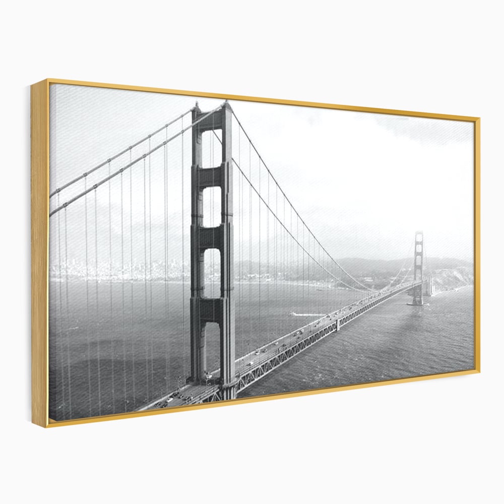 Tablou Canvas Premium, LuxCanva® O1037, Podul dintre Doua Lumi, Golden, Gate, San Francisco, Infinit, Monocrom, Pacific, Ocean, Inginerie, Suspendat, California, Forta, Birou, Living, Dormitor