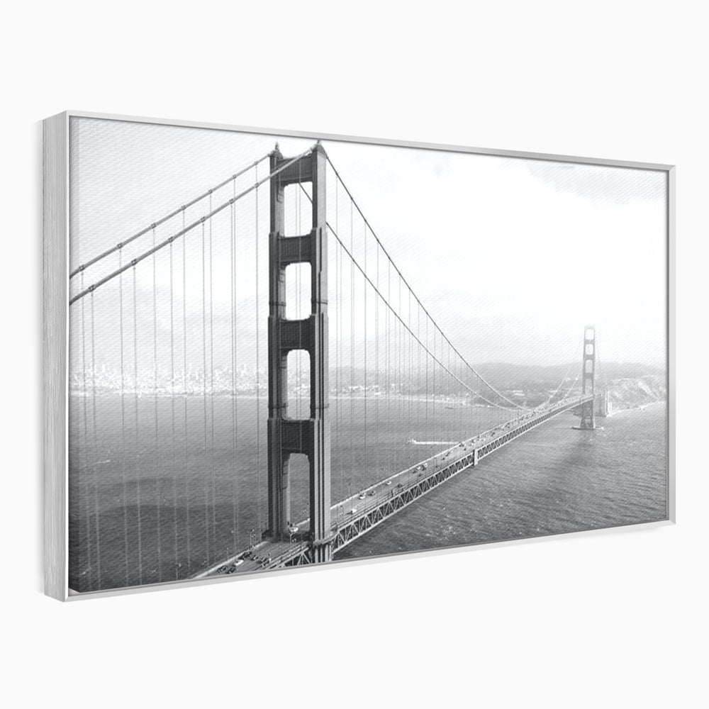 Tablou Canvas Premium, LuxCanva® O1037, Podul dintre Doua Lumi, Golden, Gate, San Francisco, Infinit, Monocrom, Pacific, Ocean, Inginerie, Suspendat, California, Forta, Birou, Living, Dormitor