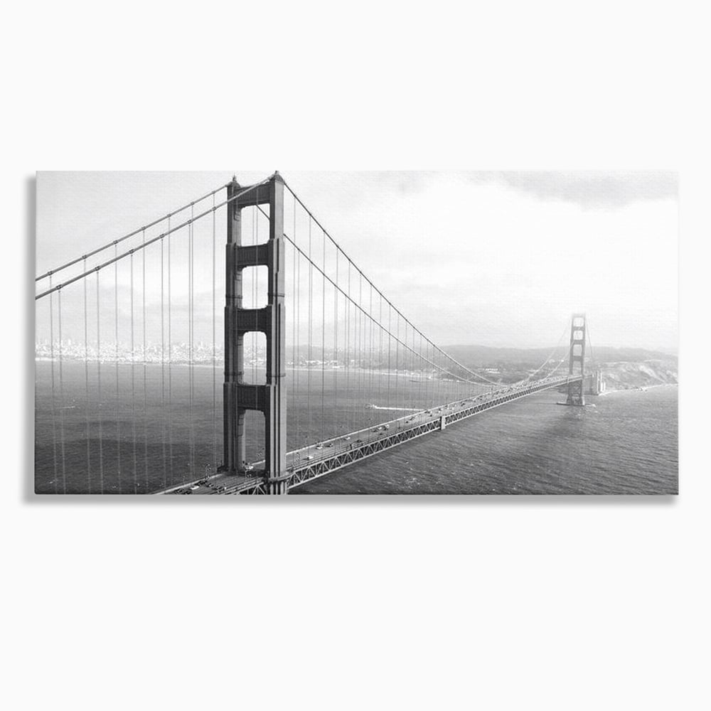 Tablou Canvas Premium, LuxCanva® O1037, Podul dintre Doua Lumi, Golden, Gate, San Francisco, Infinit, Monocrom, Pacific, Ocean, Inginerie, Suspendat, California, Forta, Birou, Living, Dormitor