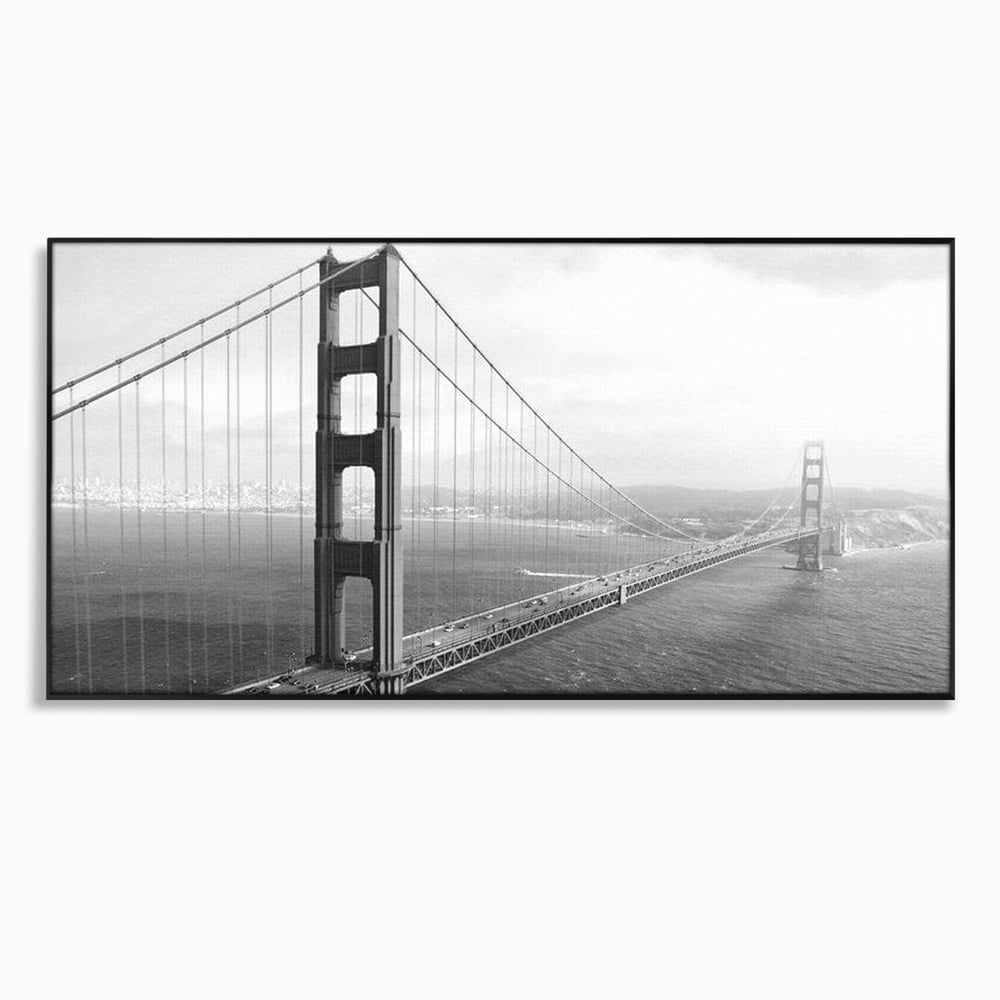 Tablou Canvas Premium, LuxCanva® O1037, Podul dintre Doua Lumi, Golden, Gate, San Francisco, Infinit, Monocrom, Pacific, Ocean, Inginerie, Suspendat, California, Forta, Birou, Living, Dormitor