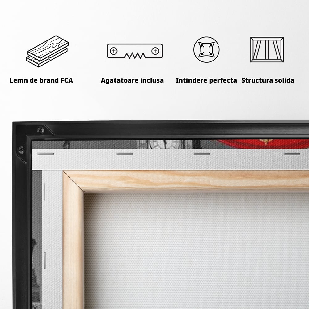 Tablou Canvas Premium, LuxCanva® O1038, Fereastra spre Londra, Britanic, Big Ben, Cabina Telefon, Londra, Capitala, Monarhie, Calatorie, Arhitectura, Traditie, Istorie, Rosu, Birou, Living, Dormitor