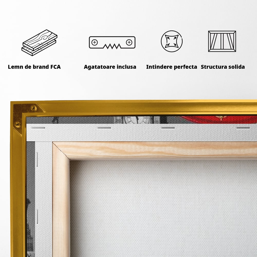 Tablou Canvas Premium, LuxCanva® O1038, Fereastra spre Londra, Britanic, Big Ben, Cabina Telefon, Londra, Capitala, Monarhie, Calatorie, Arhitectura, Traditie, Istorie, Rosu, Birou, Living, Dormitor