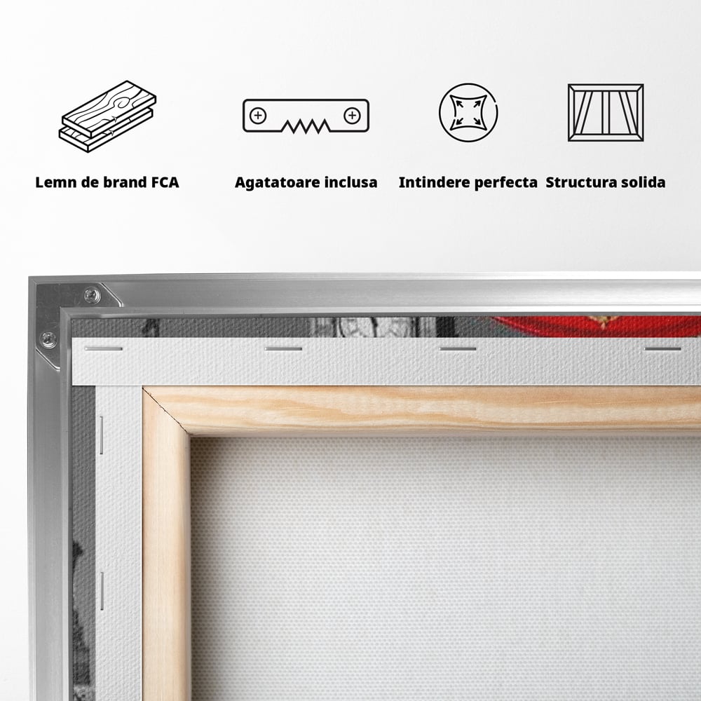 Tablou Canvas Premium, LuxCanva® O1038, Fereastra spre Londra, Britanic, Big Ben, Cabina Telefon, Londra, Capitala, Monarhie, Calatorie, Arhitectura, Traditie, Istorie, Rosu, Birou, Living, Dormitor