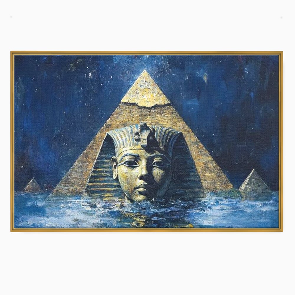 Leinwandbilder Premium, LuxCanva® O1039, Geheimnisse der Pharaonen, Pyramide, Wasser, Ewigkeit, Gesicht, Ägypten, Antike, Antike, Macht, Macht, Antike, Sphinx, Heilige, Symbole, Zivilisation, Tempel, Büro, Wohnen, Schlafzimmer
