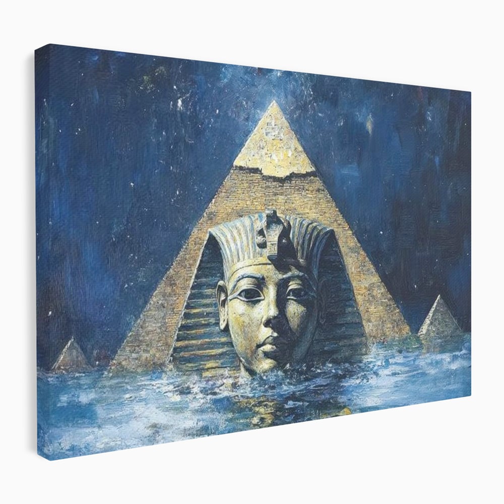 Leinwandbilder Premium, LuxCanva® O1039, Geheimnisse der Pharaonen, Pyramide, Wasser, Ewigkeit, Gesicht, Ägypten, Antike, Antike, Macht, Macht, Antike, Sphinx, Heilige, Symbole, Zivilisation, Tempel, Büro, Wohnen, Schlafzimmer