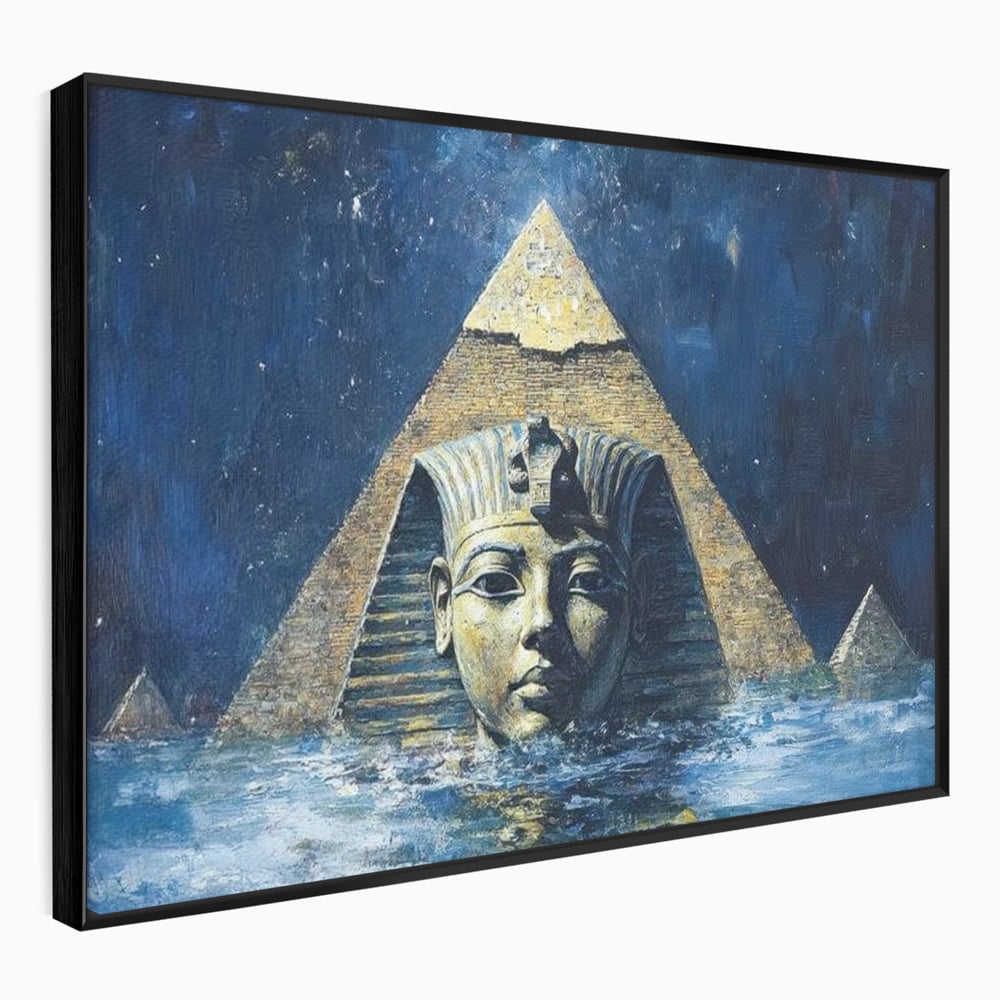 Leinwandbilder Premium, LuxCanva® O1039, Geheimnisse der Pharaonen, Pyramide, Wasser, Ewigkeit, Gesicht, Ägypten, Antike, Antike, Macht, Macht, Antike, Sphinx, Heilige, Symbole, Zivilisation, Tempel, Büro, Wohnen, Schlafzimmer