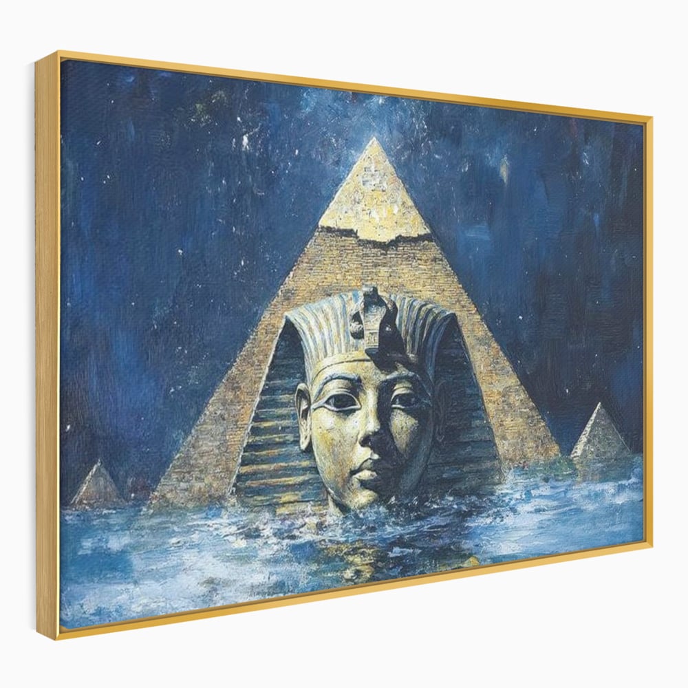 Leinwandbilder Premium, LuxCanva® O1039, Geheimnisse der Pharaonen, Pyramide, Wasser, Ewigkeit, Gesicht, Ägypten, Antike, Antike, Macht, Macht, Antike, Sphinx, Heilige, Symbole, Zivilisation, Tempel, Büro, Wohnen, Schlafzimmer