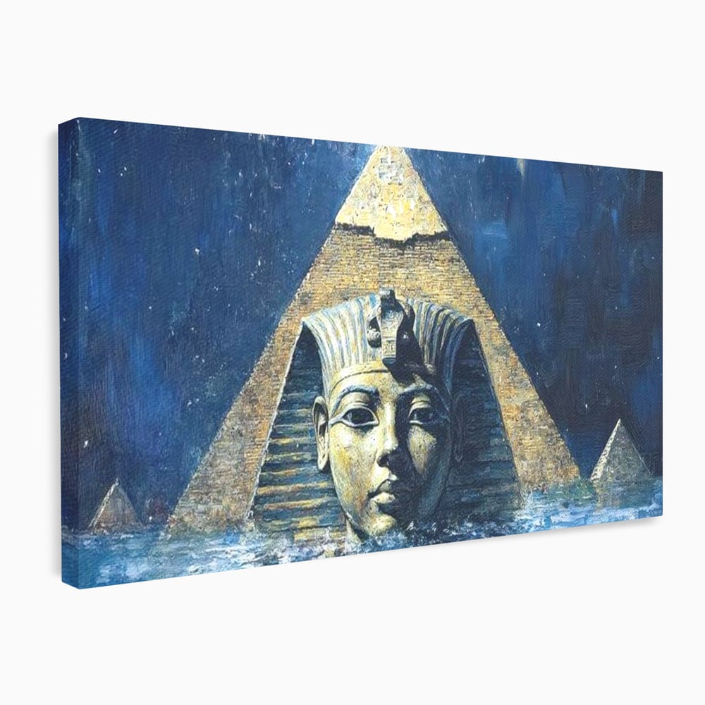 Leinwandbilder Premium, LuxCanva® O1039, Geheimnisse der Pharaonen, Pyramide, Wasser, Ewigkeit, Gesicht, Ägypten, Antike, Antike, Macht, Macht, Antike, Sphinx, Heilige, Symbole, Zivilisation, Tempel, Büro, Wohnen, Schlafzimmer