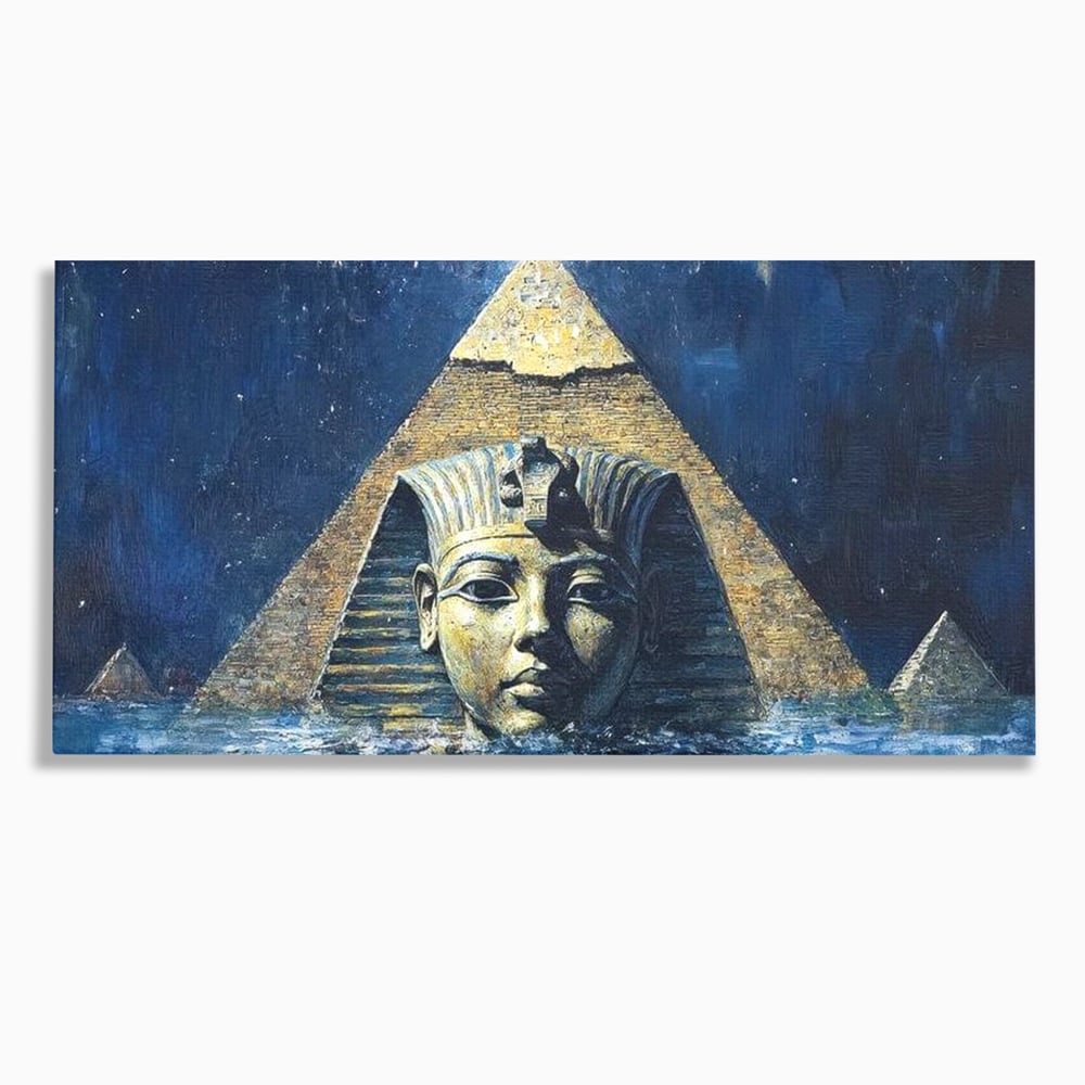 Leinwandbilder Premium, LuxCanva® O1039, Geheimnisse der Pharaonen, Pyramide, Wasser, Ewigkeit, Gesicht, Ägypten, Antike, Antike, Macht, Macht, Antike, Sphinx, Heilige, Symbole, Zivilisation, Tempel, Büro, Wohnen, Schlafzimmer