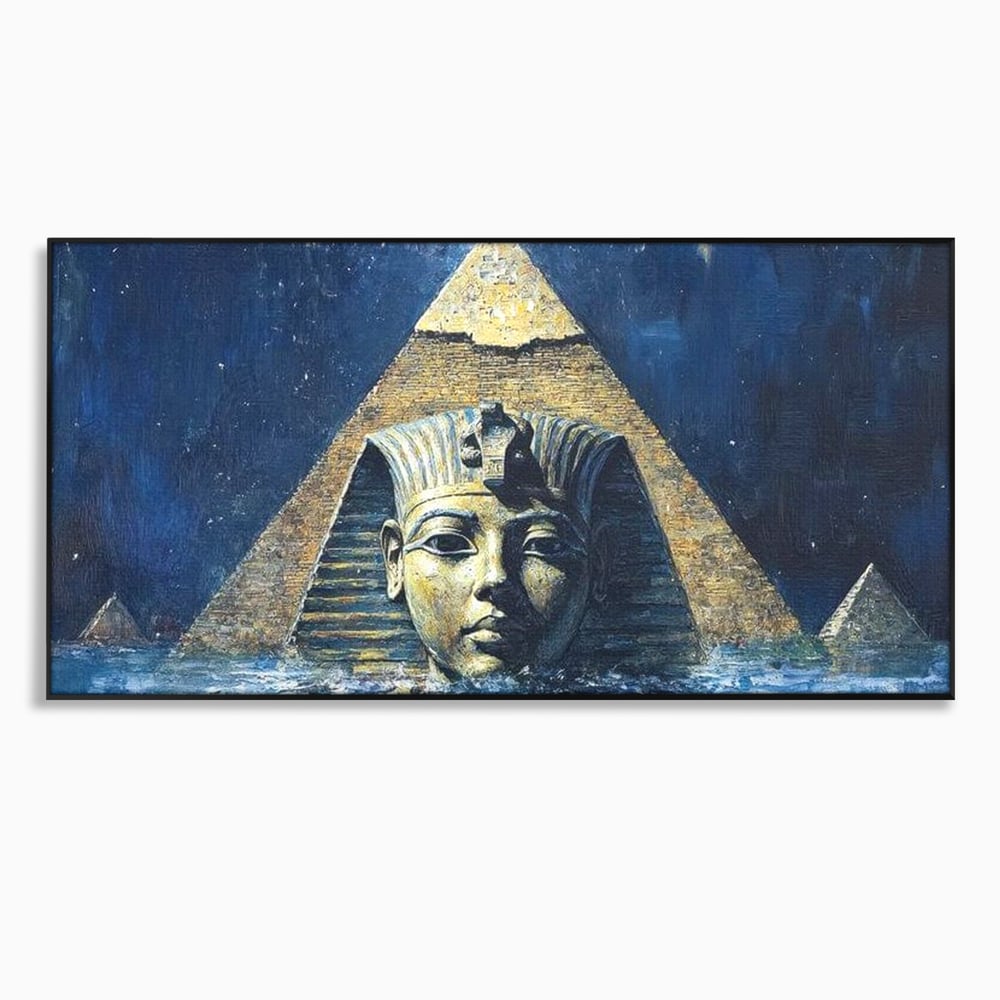 Leinwandbilder Premium, LuxCanva® O1039, Geheimnisse der Pharaonen, Pyramide, Wasser, Ewigkeit, Gesicht, Ägypten, Antike, Antike, Macht, Macht, Antike, Sphinx, Heilige, Symbole, Zivilisation, Tempel, Büro, Wohnen, Schlafzimmer