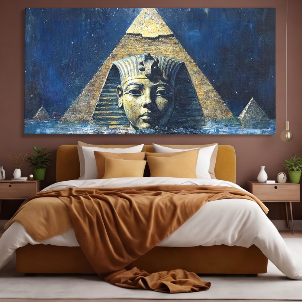 Leinwandbilder Premium, LuxCanva® O1039, Geheimnisse der Pharaonen, Pyramide, Wasser, Ewigkeit, Gesicht, Ägypten, Antike, Antike, Macht, Macht, Antike, Sphinx, Heilige, Symbole, Zivilisation, Tempel, Büro, Wohnen, Schlafzimmer