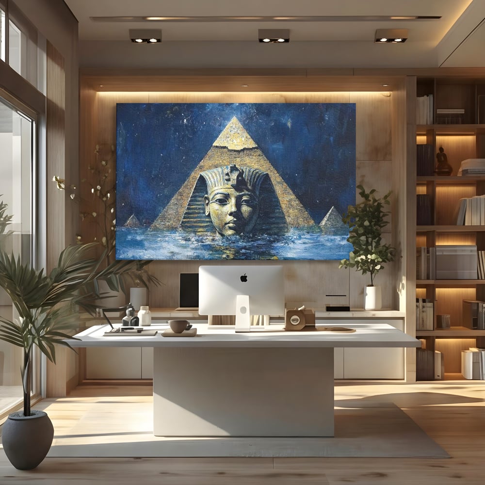 Leinwandbilder Premium, LuxCanva® O1039, Geheimnisse der Pharaonen, Pyramide, Wasser, Ewigkeit, Gesicht, Ägypten, Antike, Antike, Macht, Macht, Antike, Sphinx, Heilige, Symbole, Zivilisation, Tempel, Büro, Wohnen, Schlafzimmer