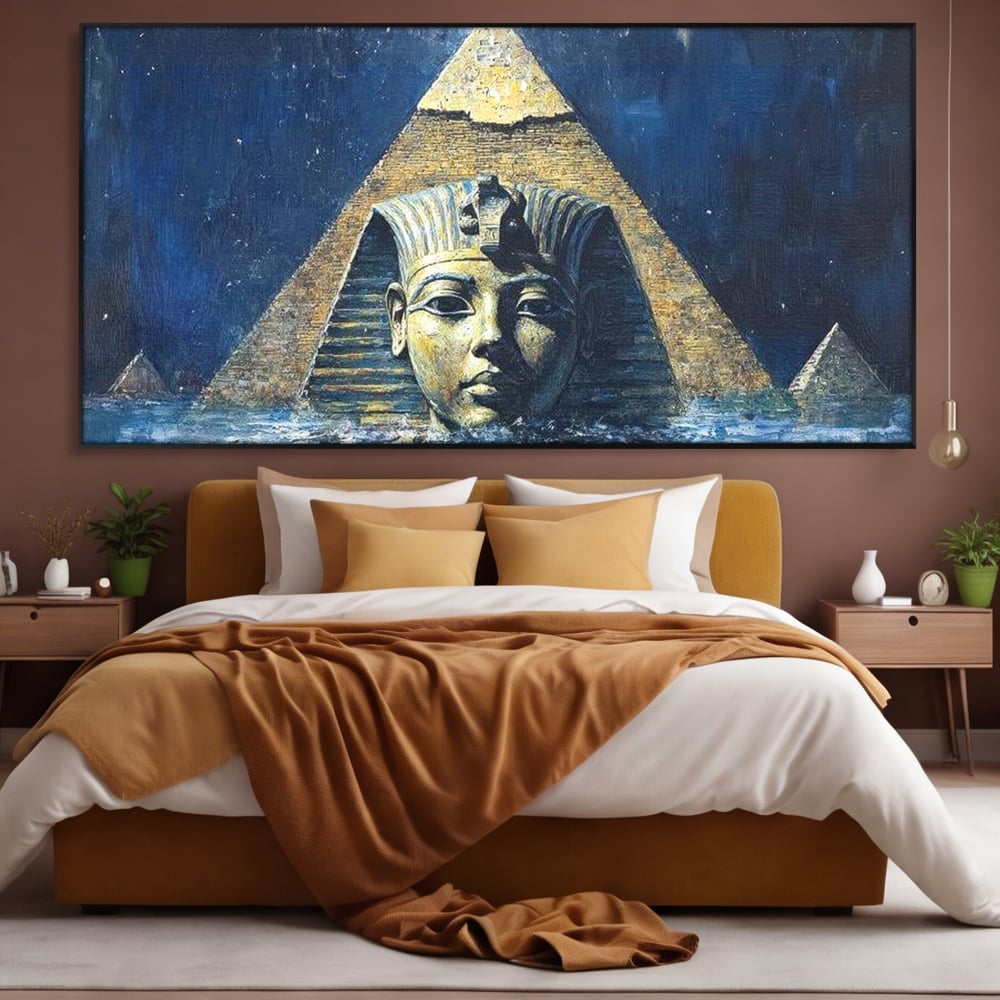 Leinwandbilder Premium, LuxCanva® O1039, Geheimnisse der Pharaonen, Pyramide, Wasser, Ewigkeit, Gesicht, Ägypten, Antike, Antike, Macht, Macht, Antike, Sphinx, Heilige, Symbole, Zivilisation, Tempel, Büro, Wohnen, Schlafzimmer