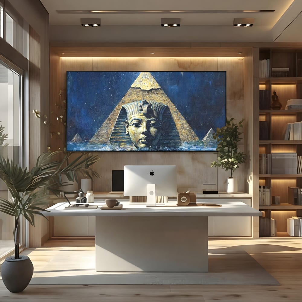 Leinwandbilder Premium, LuxCanva® O1039, Geheimnisse der Pharaonen, Pyramide, Wasser, Ewigkeit, Gesicht, Ägypten, Antike, Antike, Macht, Macht, Antike, Sphinx, Heilige, Symbole, Zivilisation, Tempel, Büro, Wohnen, Schlafzimmer